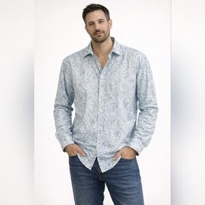 NWT Hart Schaffner Marx Men's Blue Paisley Button Down Shirt Size Medium